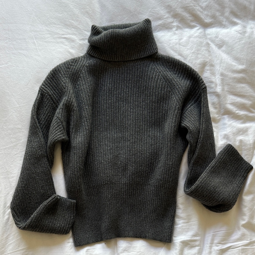 Everlane Cashmere Charcoal Cowl Neck Sweater